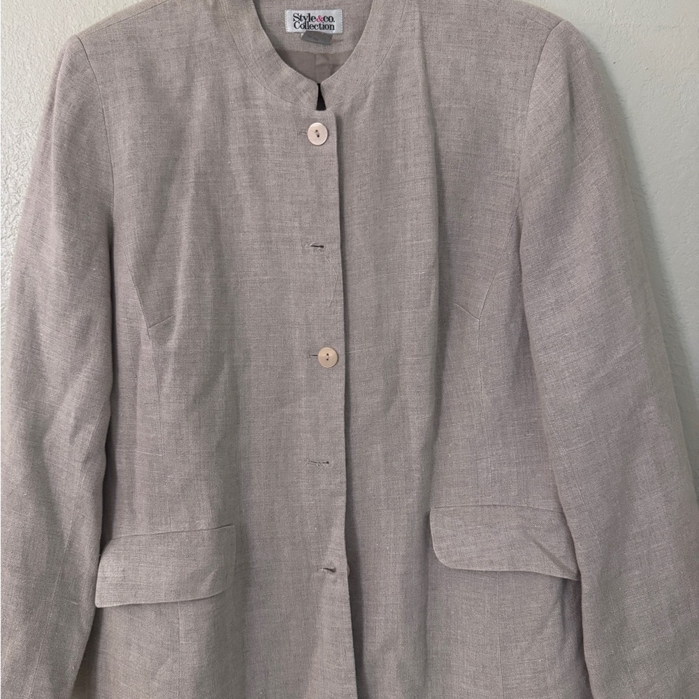Style &co beige Women's Gray Jacket size 14 used - Picture 6 of 6